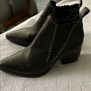 Sol Sana Black Leather Studded Booties Size 39